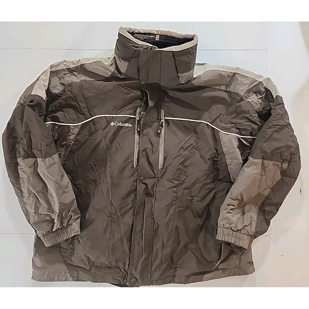 Columbia Windbreaker Hardshell Ski Jacket Fleece Lined Utility Zip Buttoned XL